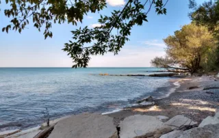 a view of Lake Michigan at Siena, a spiritual retreat center in Racine, Wisconsin
